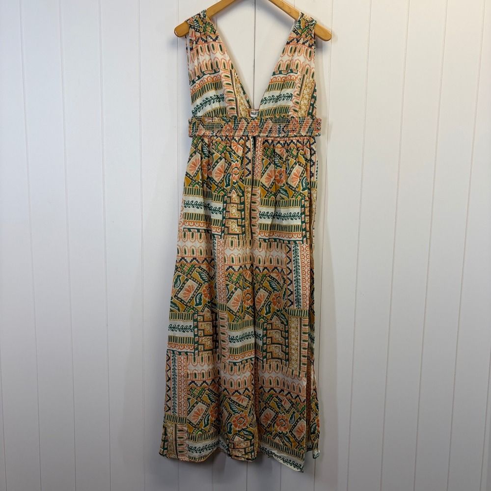 Bila 77 Boho Cut Out Maxi Dress Women Size L Beachy Festival Artsy Ethnic Summer